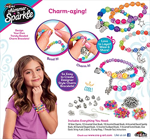 Shimmer 'n Sparkle Charm & Bead Bracelet Maker by CRA-Z-Art – DIY Beaded Charm Friendship Bracelet Making Kit Cra-Z-Art