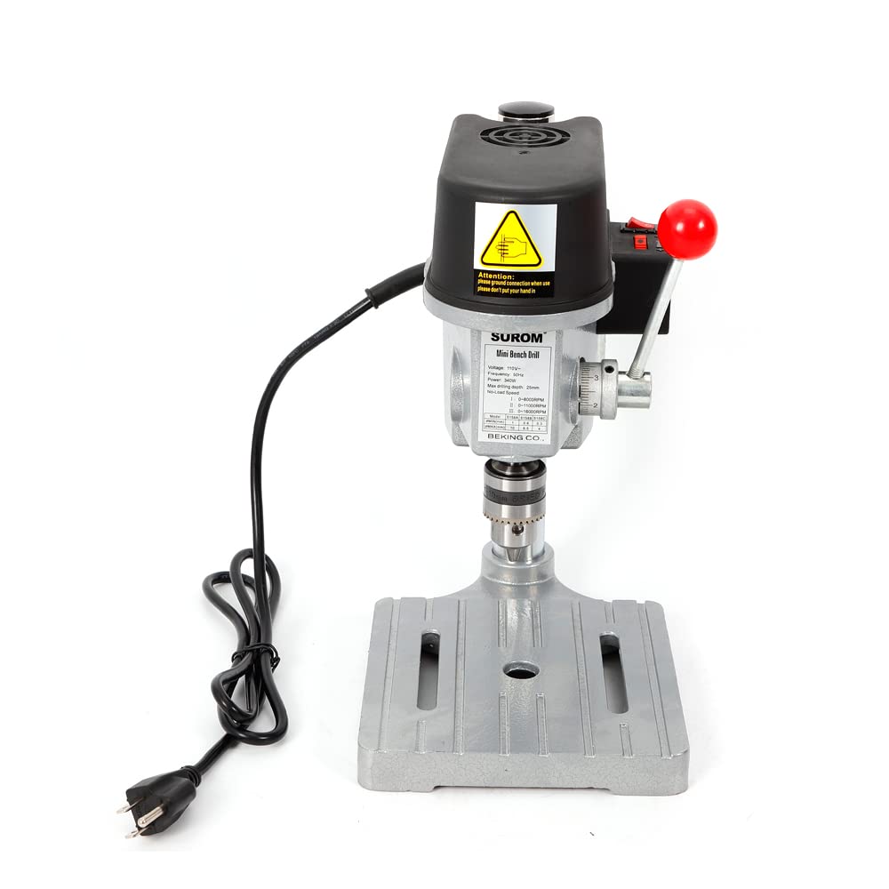 Mini Electric Bench Drill Stand, 3-Speed Benchtop Drill Press, 110V Low Noise Benchtop Variable Speed Drill Press Electric Bench Drilling Machine, SEANESZTI