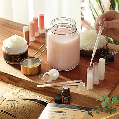 CraftZee Lip Balm Making Kit - DIY Lip Gloss Kit with Natural Beeswax, Shea Butter, Sweet Almond Oil, Essential Oils, Tubes, Jars & More Craft Kit DilaBee