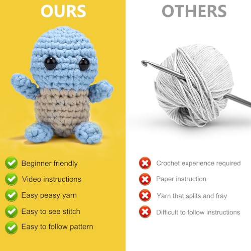 Crochet Kit for Beginners - Turtle Crochet Animal Kit with Step-by-Step Guide, Full Crochet Accessories and Supplies. Beginner Crochet Kit For Adults RexRitch