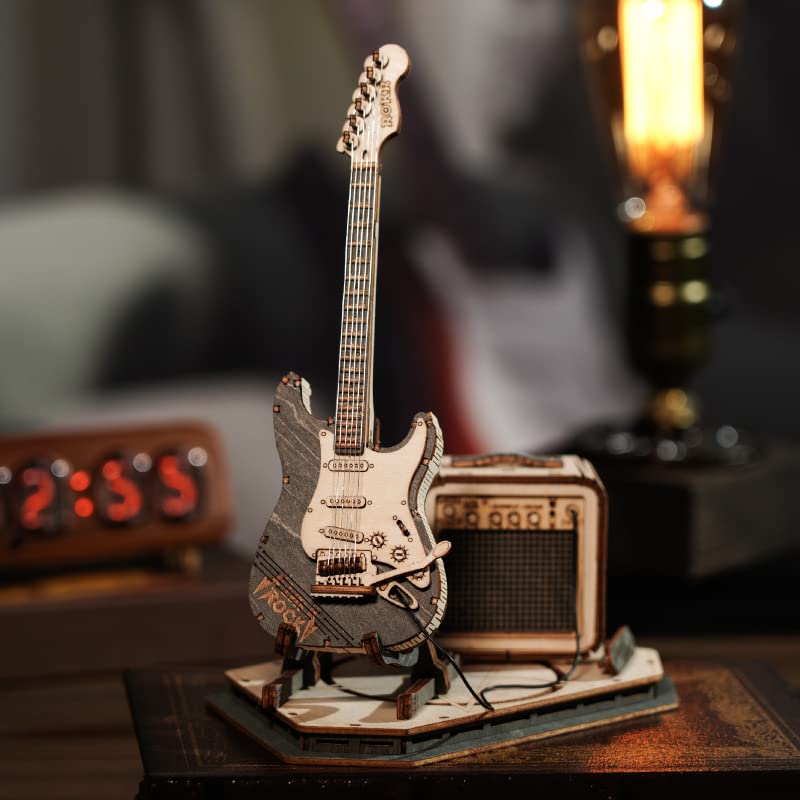 ROKR Wooden 3D Puzzles for Adults Guitar, Musical Instrument Model Kit 3D Puzzles for Teens and Kids to Build, Desk Decor/DIY Hobbies/Gifts for ROKR