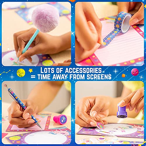 GirlZone Unicorn Cosmic Galaxy Writing Set for Girls, 45-Piece Letter Writing Kit for Creative Girls, Magical Unicorn Gift for 10 Year Old Girl GirlZone