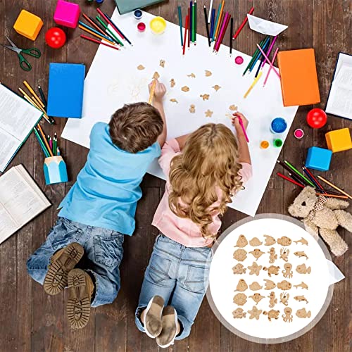 Ornament Crafts 100pcs Unfinished Wood Cutouts to Paint Ocean Animals Wooden Crafts Animal Wood Pieces for Home Decor Ornament DIY Craft Art Project PRETYZOOM