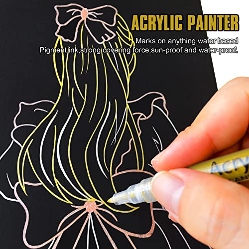 EBOT Metallic Marker Pens, Gold ,Rose Gold and Silver Metallic Permanent Markers for Artist Illustration, Crafts, Gift Card Making, Scrapbooking, EBOT