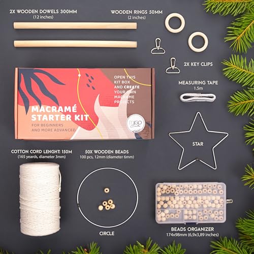 MIGO Creates Macrame Kits for Adults Beginners with 112 Macrame Supplies and 5 Projects Book: This DIY Macrame Kit Includes 165 Yards Macrame Cord MIGO Creates