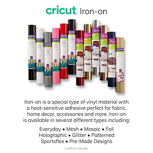 Cricut Everyday Strongbond Iron On Vinyl Rolls Bundle - Heat Transfer Vinyl Pack for DIY Apparel, Shirts and Sweatshirts, Heat Press Materials for Cricut