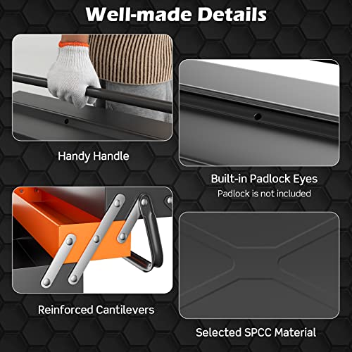 Nightcore 27” x 21” x 8.5” Metal Tool Box, 5-Tray Cantilever Tool Box with 3 Levels Fold Out Organizer Storage, Portable Folding Tool Organizer with Generic