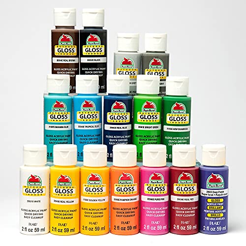 Apple Barrel Gloss Paint Set, 16 Piece (2-Ounce), PROMOABG Colors Apple Barrel