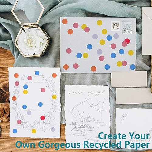 Caydo 18 Pieces Paper Making Kit Includes A5, A6 Size Wooden Mold and Deckle, Absorbent Paper, Pulp, Sponge, Paints, Confetti and Instructions for Caydo