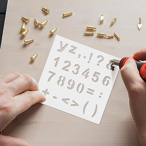 53-Piece Wood Burning Kit Professional Soldering Iron Tips & DIY Drawing Template Carving, Engraving, Craft Tools, Stencils, and Wood Burning TITA-DONG