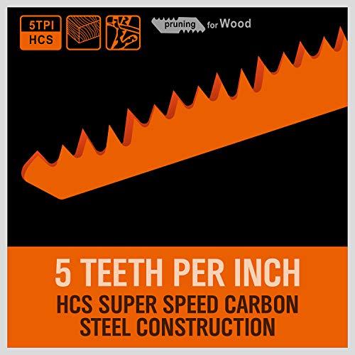 HORUSDY 12-Inch Wood Pruning Reciprocating Saw Blades, 5 Pack, 5TPI Saw Blades HORUSDY