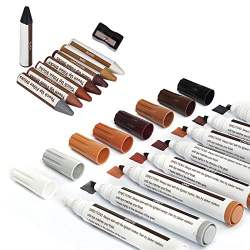 Wood Furniture Repair Kit - Set of 42 Hardwood Laminate Vinyl Floor Repair Kit Wood Fillers, Markers and Wax Sticks - Used for Cover Ups Scratches, SEISSO