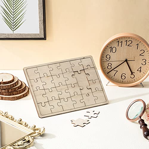 9 Sheets Unfinished Wood Puzzles Blank Puzzle Pieces Wooden Jigsaw Puzzles Freeform Things to Paint, Write and Draw On, Make Your Own Puzzle for Kids Deekin