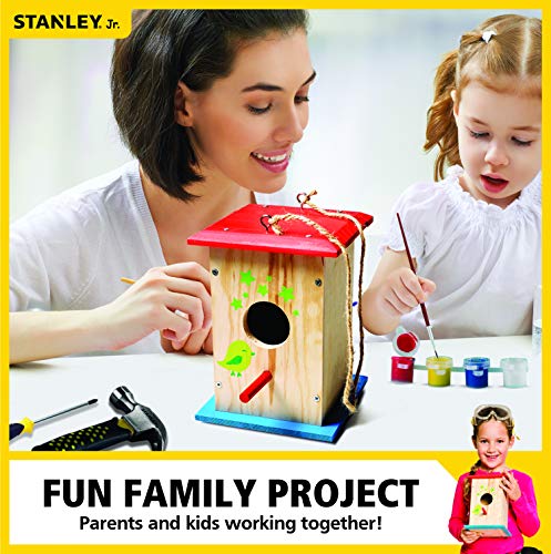 Stanley Jr DIY Bird House Kit for Kids and Adults - Easy Assembly Paint-A-Birdhouse Kit - Wooden Birdhouse Kit - Paint & Brushes Included STANLEY Jr.