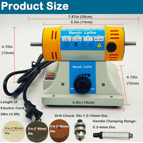 VOELIGT Jewelry Polisher Bench Buffer Polishing Machine 110V 320W Bench Grinder Dental Buffer with Cloth Wheels, Fiber Wheel, Polish Compound, VOELIGT