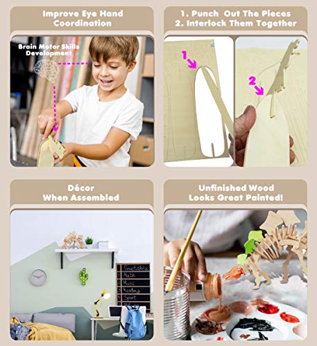 Puzzled Toys & Games Stegosaurus Wooden Puzzle, Easy to Play Pre-Cut 3D Woodcraft Puzzles Brain Teaser Educational Game Learning Journey Toy Activity Puzzled