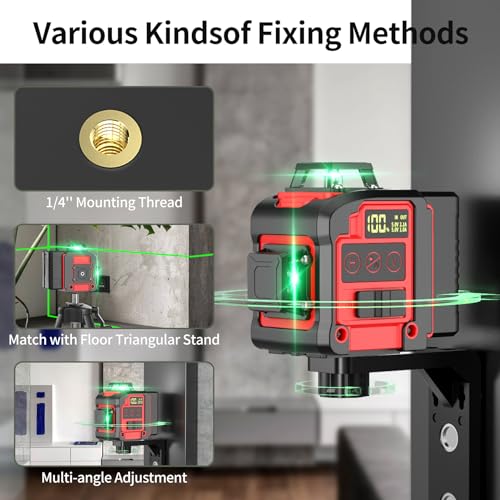 8 Line Laser Level 2×360° Leveling Green Laser Self Level Tool,200ft 2D Green Line Cross for Leveling Tool for Construction and Picture Hanging,Laser Ereoin