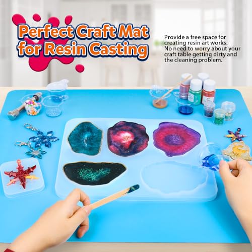 LEOBRO Silicone Mat for Resin Molds, 2 Pack 59.5 x 49.5 cm Large Silicone Mats for Crafts, Thick Nonstick Silicone Craft Mats for Resin Molds, LEOBRO