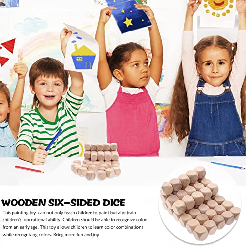 Kisangel 50Pcs wooden six sided dice 6 Sided Dice wood dice crafting blanks wood stacking cube unfinished wooden blocks for crafts wooden cubes bulk Kisangel