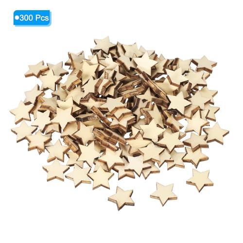 PATIKIL 15mm Wooden Stars, 300 Pack Unfinished Wood Stars Blank Wooden Cutouts Ornaments Natural Wood Pieces for Christmas Party Craft Projects PATIKIL