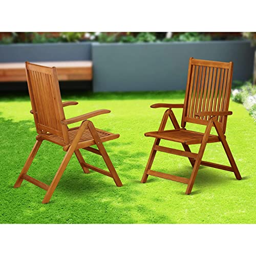 East West Furniture BCNC5NA Outdoor Folding arm Chair, Natural Oil East West Furniture