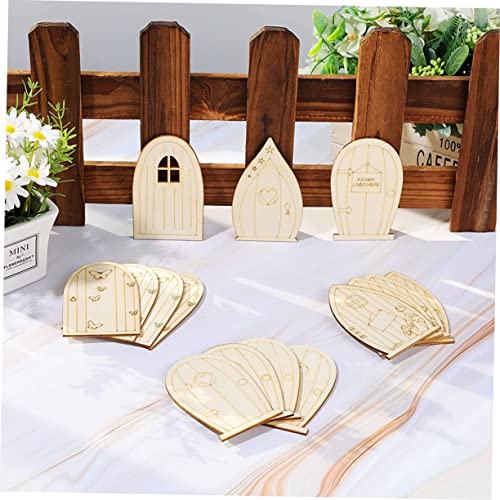 Yardwe 240 Pcs Mini Door Blank Fairy Door Garden Ornaments DIY Kits Unfinished Fairy Door House Windows Fairy Tale Door Mini Chips Unpainted Fairy Yardwe