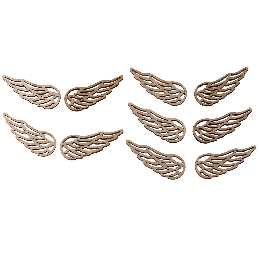 hobbyhub 80 Pcs Unfinished Angel Wings Shape Wooden,4 Styles Blank Wood Slices for DIY Painting Home Decor hobbyhub
