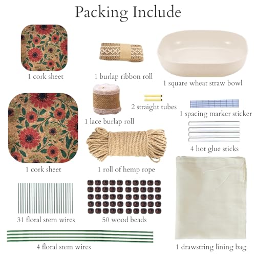 AOUXSEEM 99 Pcs Basket Weaving DIY Kits for Beginners, Jute Rope Woven Lace Storage Flower Basket with Handles for Easter Picnics Home Wedding AOUXSEEM