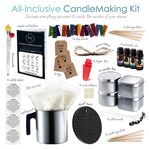 Hearth & Harbor DIY Candle Making Kit for Adults and Kids, Candle Making Supplies, 12 Lbs. Soy Candle Wax Flakes, Complete Soy Candle Kit Making, Hearth & Harbor