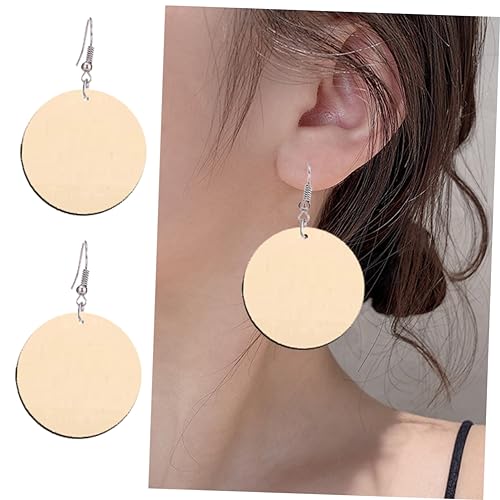 ABOOFAN 100 Pcs Wood Decorative Earrings Diy Earring Kit Unfinished Earrings Goodie Bag Filler Unfinished Round Earrings Paintable Earrings Jewelry ABOOFAN