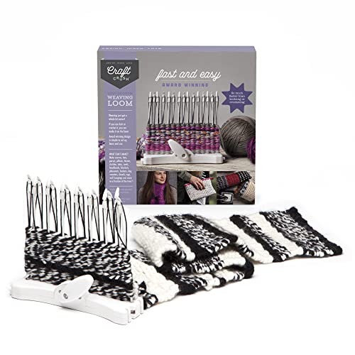 Craft Crush Weaving Loom Craft Kit - Learn to Weave Scarves, Gloves, Home Décor - Modern Design Mini Craft Kit for Teens & Adults - Easy-to-Use, Fast Craft Crush