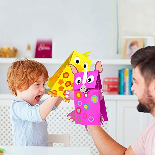 WATINC 9Pack Hand Puppet Art Craft Paper Sock Puppets DIY Making Your Own Puppet Kits Party Favors Wiggle Googly Eyes Storytelling Party Supplies WATINC