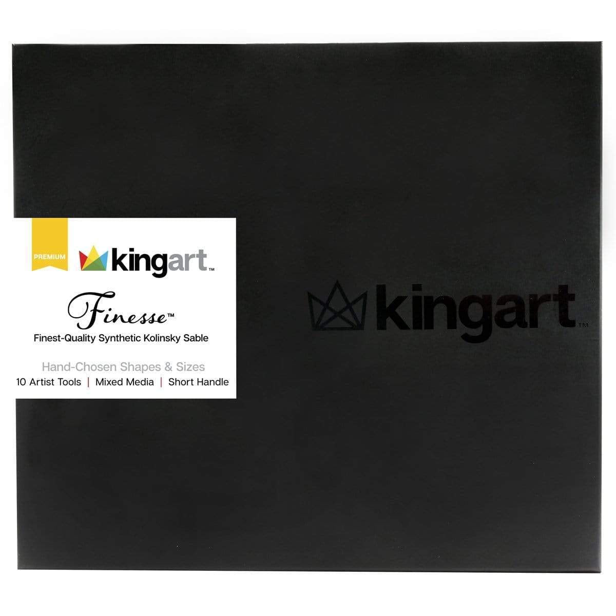 KINGART 1010C Premium 10 Pc. / Sizes Finesse 8020 Series Ultra Round Watercolor Artist Brush Set, Synthetic Kolinsky Sable Blend, Short Handle, Gift KINGART