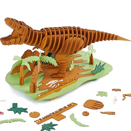 CUPUZ 3D Paper Puzzle, 3 Assorted Dinosaurs, Premium Cardboard Models, DIY Kit for Child, Educational Craft -Rex, Stegosaurus, Brachiosaurus Puzzles CUPUZ