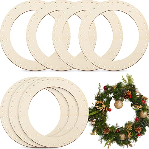 8 Pieces Christmas Wreath Wooden Wreath Frames for Crafts 11.5 Inch Wood Wreath Wood Round Wreath Ring Wreath Frame Macrame Hoop Rings for DIY Sintuff