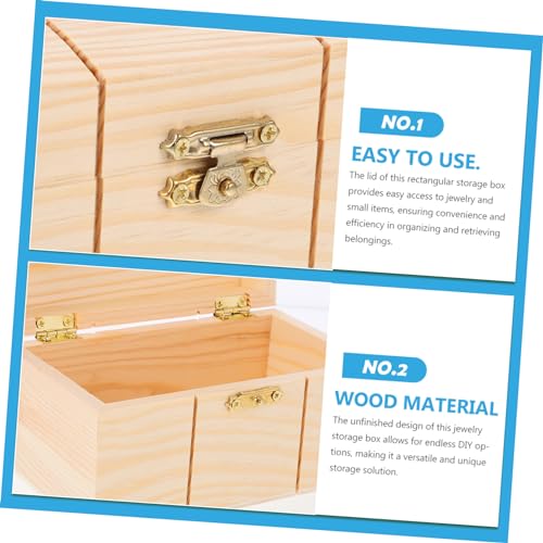 Holibanna Box plain wooden boxes Souvenir wooden wood boxes decorative lock gift box buckle jewelry boxes gift unfinished craft boxes ornaments Holibanna