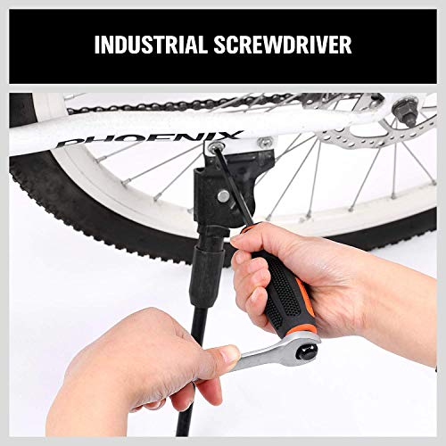 HORUSDY 6-Pieces Magnetic Screwdriver Set, 3 Phillips and 3 Flat Head Tips Screwdriver for Fastening, Chiselling and Loosening Seized Screws (New HORUSDY