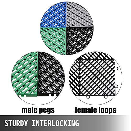 Happybuy Tiles Interlocking 50 PCS Black, Drainage Tiles 12x12x0.5 Inches, Deck Tiles Outdoor Floor Tiles, Outdoor Interlocking Tiles, Deck Flooring Happybuy