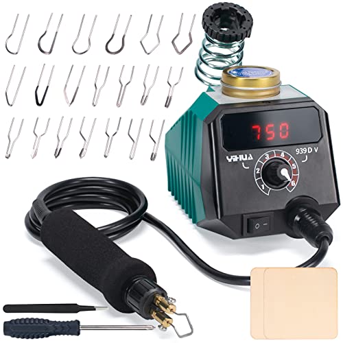 YIHUA 939D-V Wood Burning Kit with Digital Display with 20 Wire Nibs, Detachable Wood Burning Pen, 2 Wood Pieces, Tweezers Used as Wood Burning Tool YIHUA