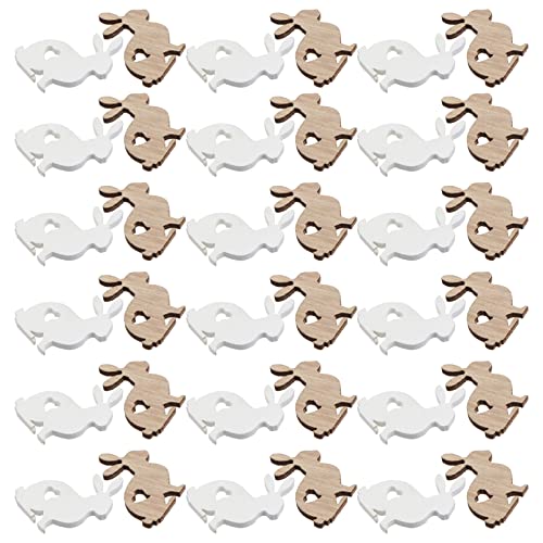 GANAZONO 72Pcs Mini Unfinished Wood DIY Crafts Easter Egg Rabbit Wooden Cutouts Discs Slices for DIY Projects Craft Easter Decor Rabbit GANAZONO