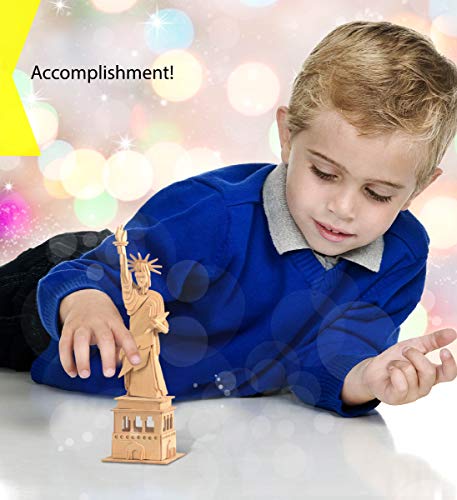 Puzzled 3D Puzzle The Statue of Liberty Wood Craft Construction Model Kit, Educational DIY Wooden Toy Assemble Model Unfinished Crafting Hobby Puzzle Puzzled