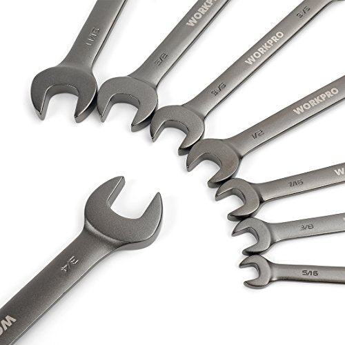 WORKPRO 8-piece Flex-Head Ratcheting Combination Wrench Set, SAE 5/16-3/4 in, 72-Teeth, Cr-V Constructed, Nickel Plating with Organizer Bag WORKPRO