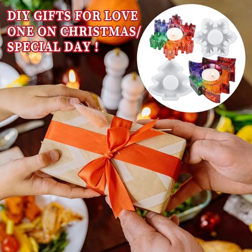 Wehous Christmas Resin Molds, 2PCS Snowflake Tree Candle Holder Silicone Resin Mold, 3D Christmas Epoxy Casting Mold, DIY Tealight Votive Jewelry Wehous
