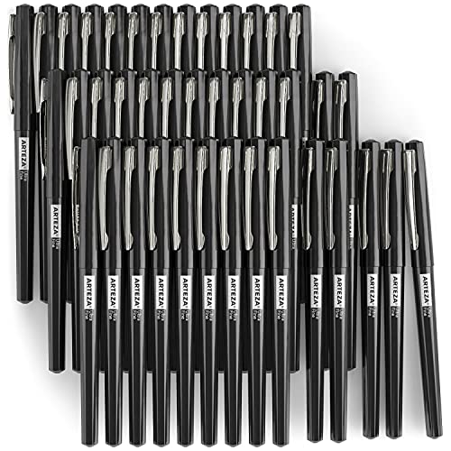 ARTEZA Permanent Markers, 40 Black Pens, Ultra-Fine Tip, Quick-Drying, Water Resistant, for Calligraphy and Note Taking, Office, Classroom ARTEZA