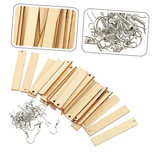 COHEALI 5 Sets Blank Wood Earrings Pendants Blank with Hole Wood Blanks Unfinished Earring Pendants Wood Earring Making kit Earring Making Supplies COHEALI