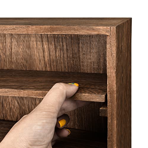 Ikee Design Wooden Wall-Mounted Display Shelves Rack for Collectibles-Figures,Shot Glasses,Spice Can,Cosmetics or Perfume-5 Adjustable Height Ikee Design