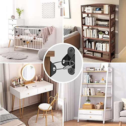 Ougourim Furniture Anchors (10 Packs) Anti Tip Furniture Anchors for Baby Proofing, Furniture Wall Anchor Earthquake Straps for Furniture Dresser Ougourim