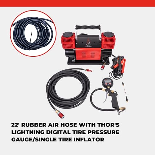 Thor's Lightning Bolt Portable 12v True Dual Air Compressor 10.6 CFM with Digital Pressure Gauge, Single-Tire Inflator/Deflator Air Gun Thor's Lightning Air Systems