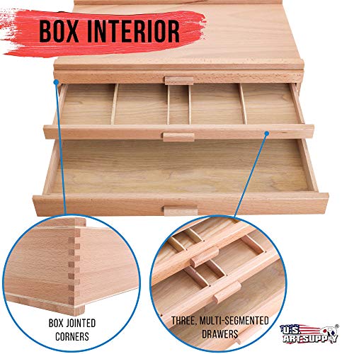 U.S. Art Supply 3-Drawer Artist Wood Pastel, Pen, Marker Storage Box U.S. Art Supply