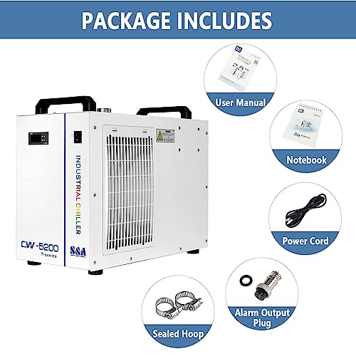 S&A Genuine CW-5200DH(Upgraded 5200DG) Water Chiller Duty Free for CO2 Laser Engraving Cutting Water Cooling Shipping From US S&A